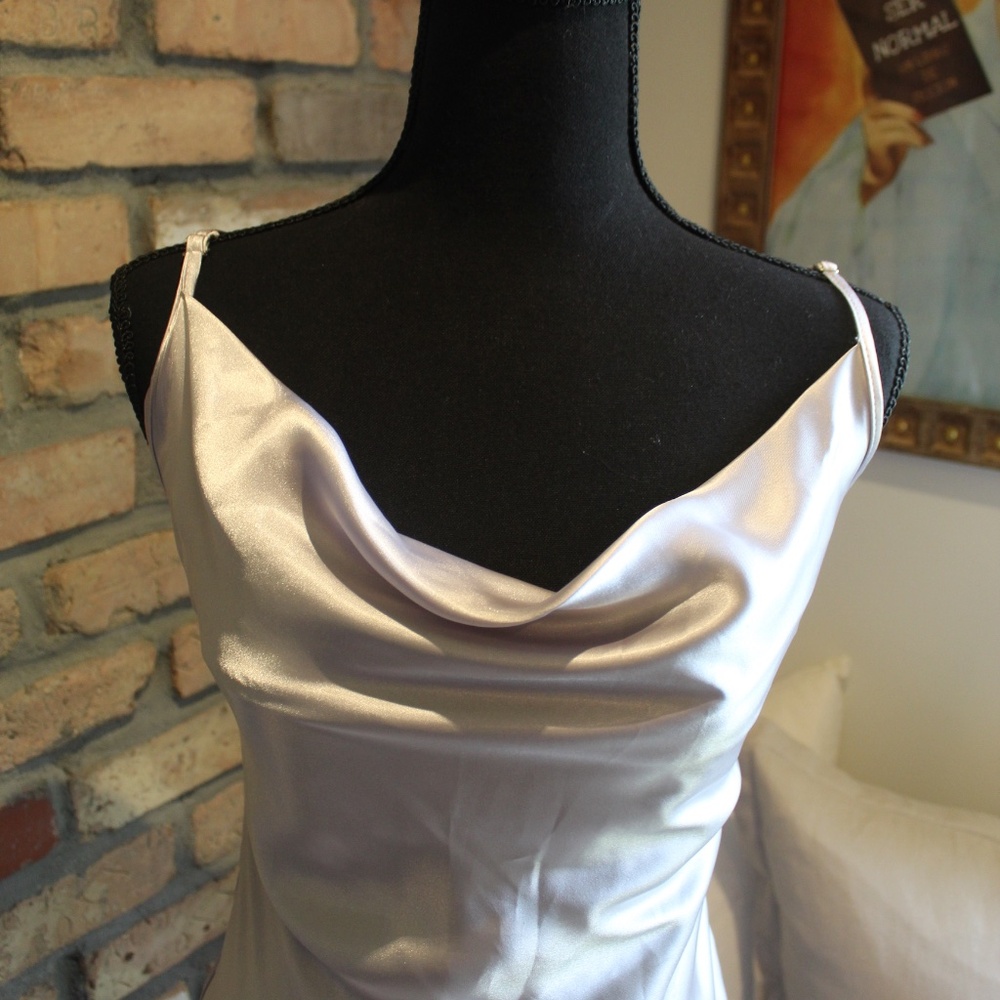 bebe Satin Cowl Neck Full Length Slip Dress - Picture 2 of 7
